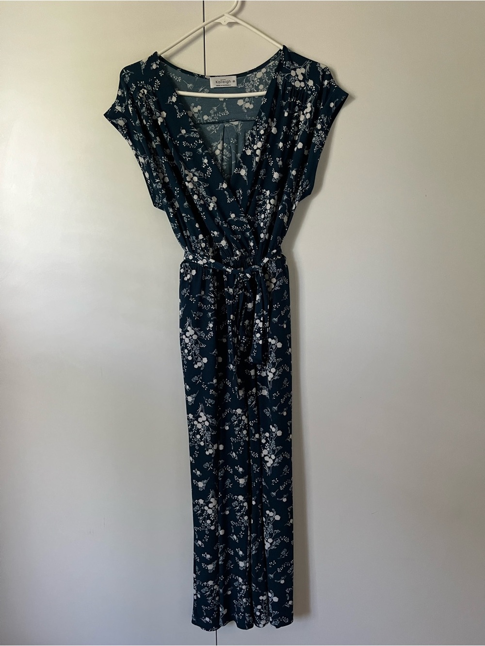 Dark Teal & White Floral Romper 🤍
